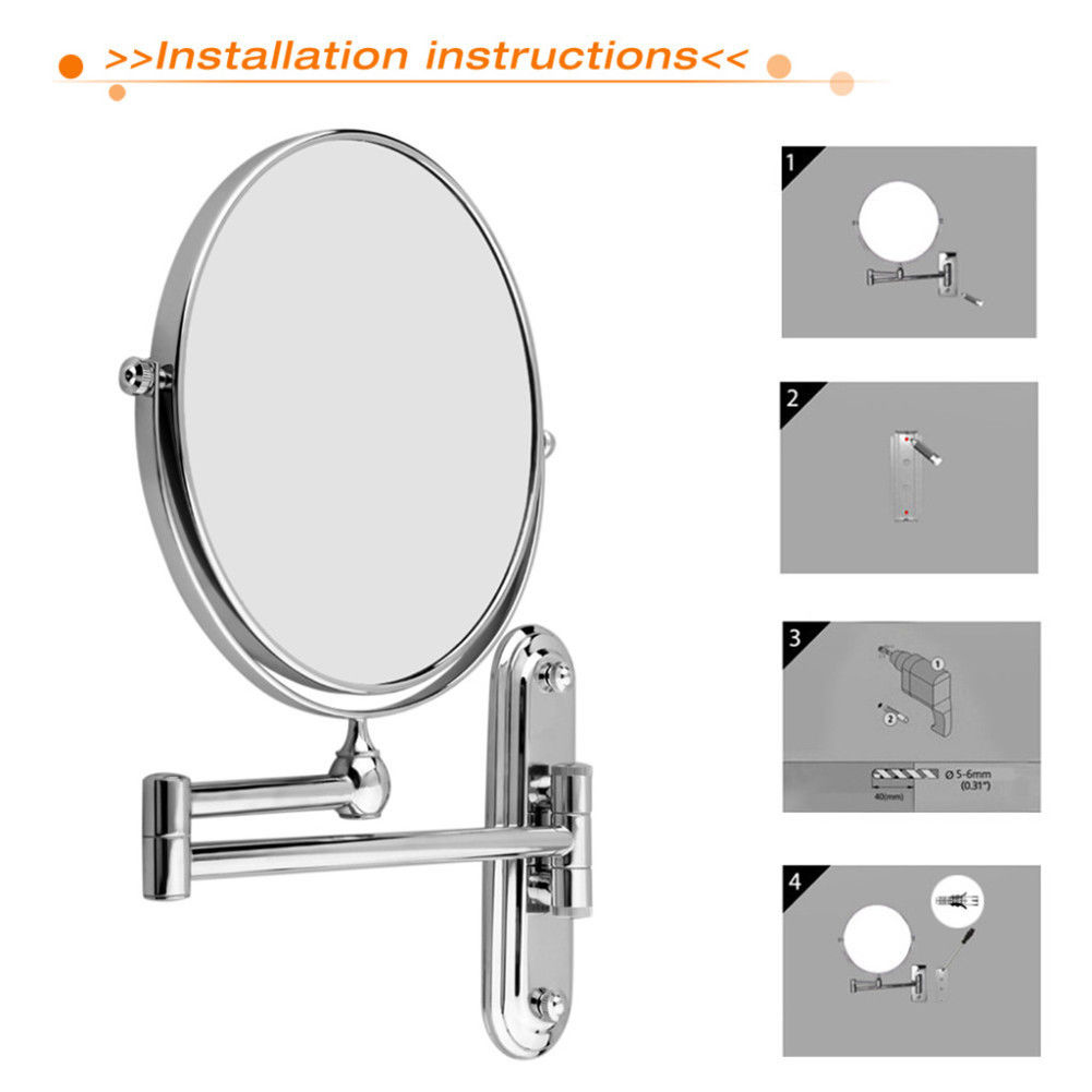 8" 10X Magnifying Bathroom Shaving Makeup Mirror Wall Mounted